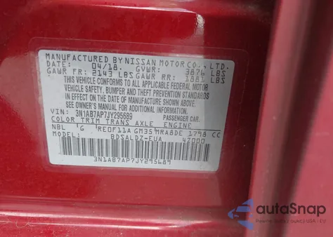 2018 Nissan Sentra Sv from USA, damaged, VIN 3N1AB7AP7JY295689